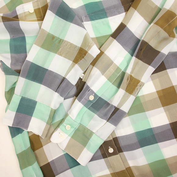 *BUNDLE OF 2* Madewell Plaid Silk Button Up Shirts - Picture 6 of 7